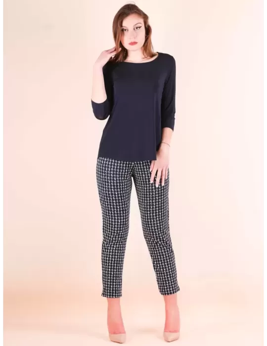 Plus size dark blue long shirt blouse A shape by Francesca Mercuriali