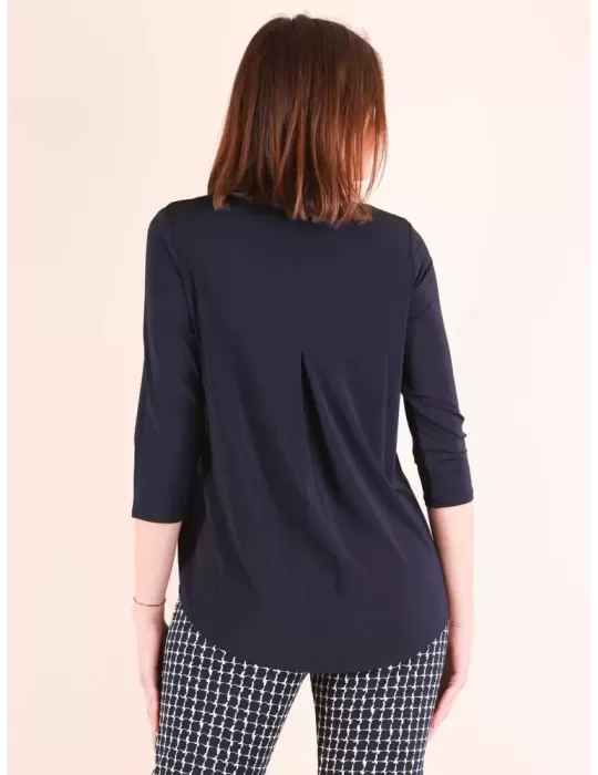 Plus size dark blue long shirt blouse A shape by Francesca Mercuriali
