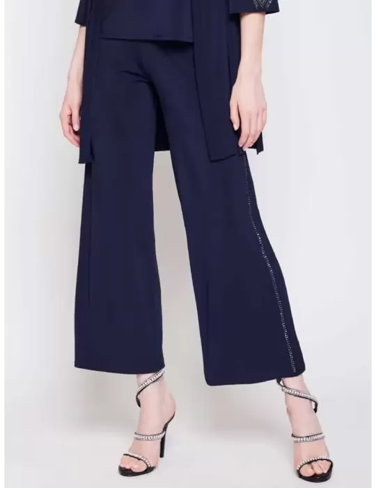 Francesca Mercuriali blue palazzo trousers rhinestones band Francesca Mercuriali blue palazzo trousers rhinestones band