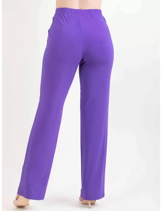 Piero Moretti silk pull-on elegant purple cigarette trousers