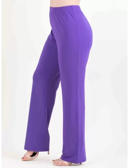 Piero Moretti silk pull-on elegant purple cigarette trousers
