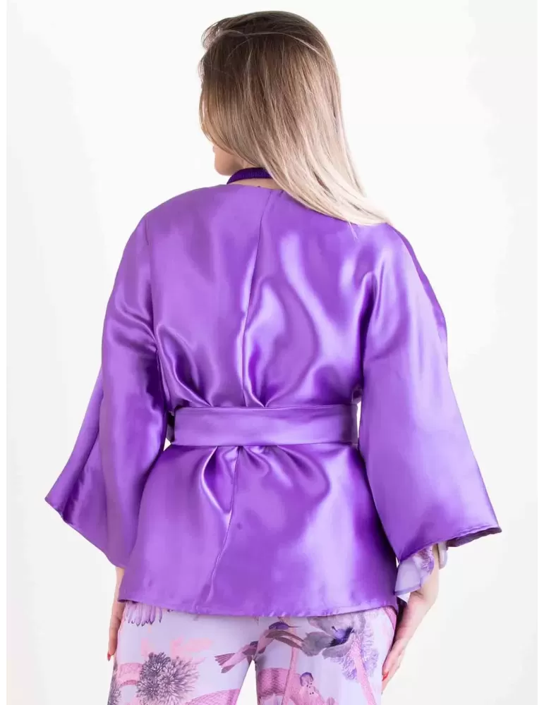 Maesta Milano 2024 | Purple silk satin formal kimono jacket |Plus size