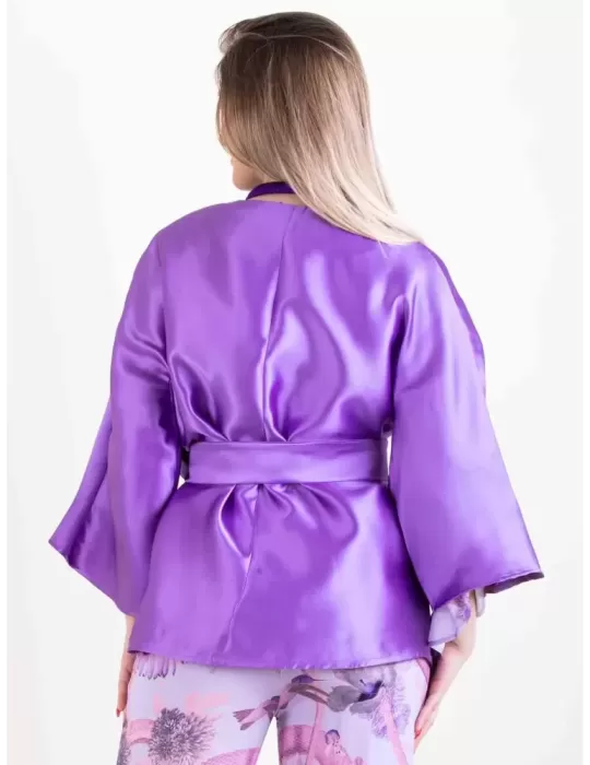 Maesta Milano 2024 | Purple silk satin formal kimono jacket |Plus size