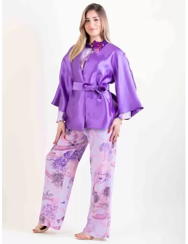 Maesta Milano purple silk satin formal kimono jacket 2