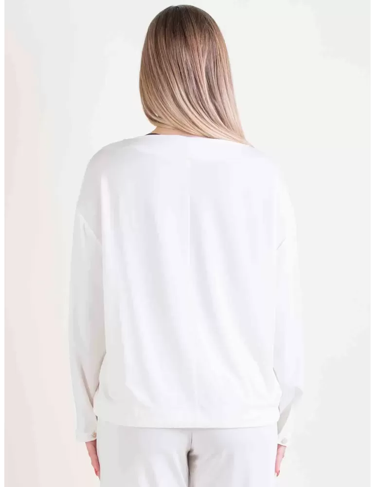 Mercuriali milky white t-shirt blouse rhinestones and studs