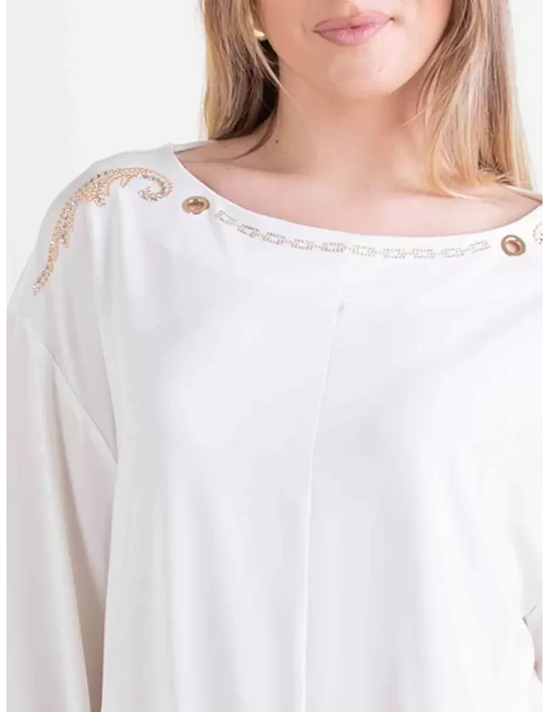 Blusa nera con borchie e strass Francesca Mercuriali fino alla tag 60