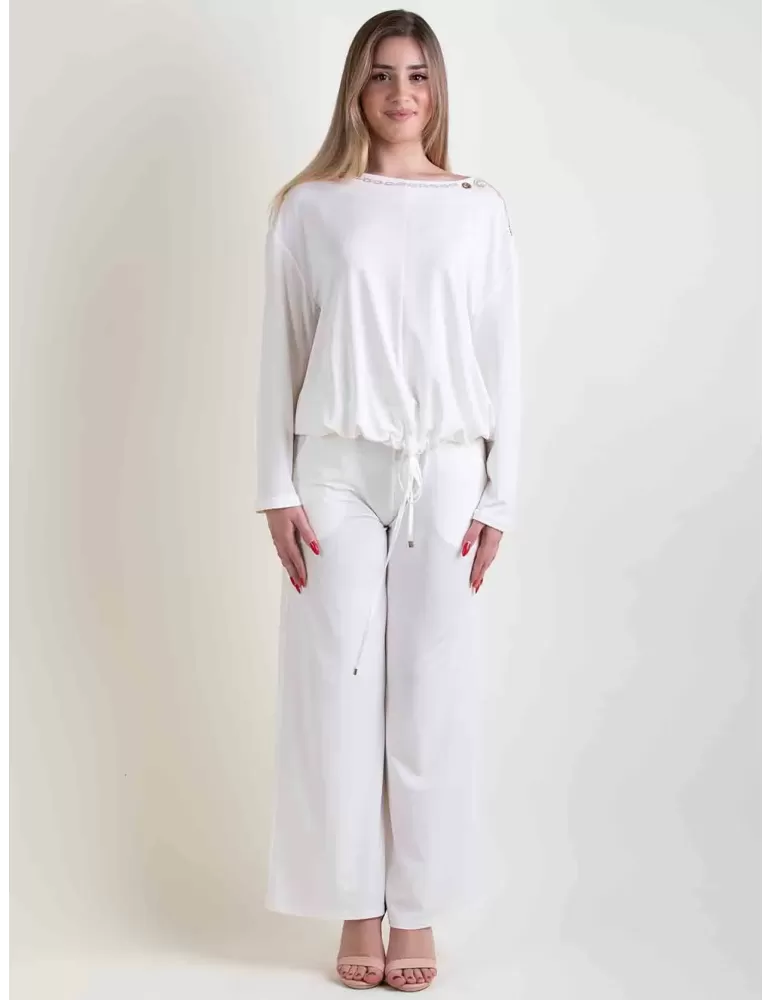 Mercuriali milky white t-shirt blouse rhinestones and studs