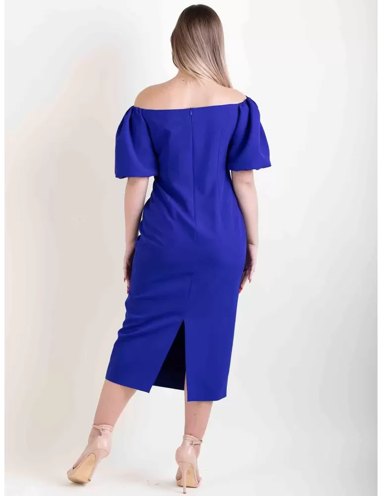 Purple blue low necked sheath midi dress by Casting
