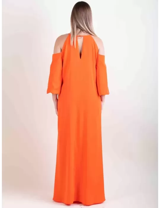 Orange large dress front split and long sleeves by Casting