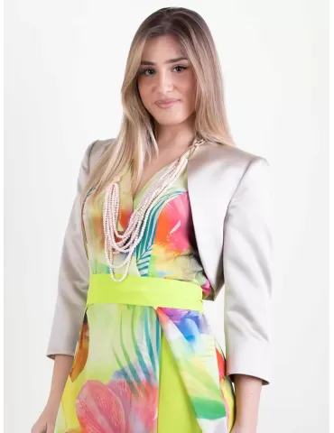 Shop on line Sonia Pena 1240103 beige mikado silk bolero jacket 2