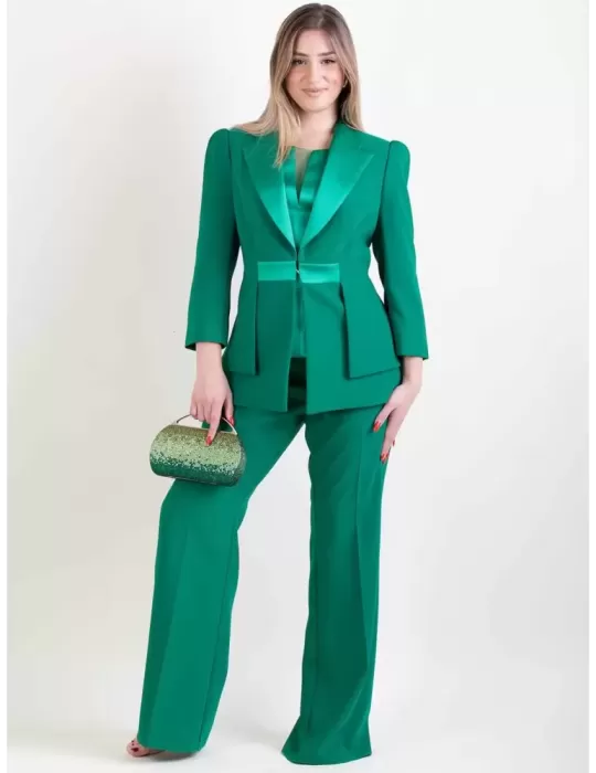 Sonia Pena 1240034 | Fuchsia silk three piece formal pants suit