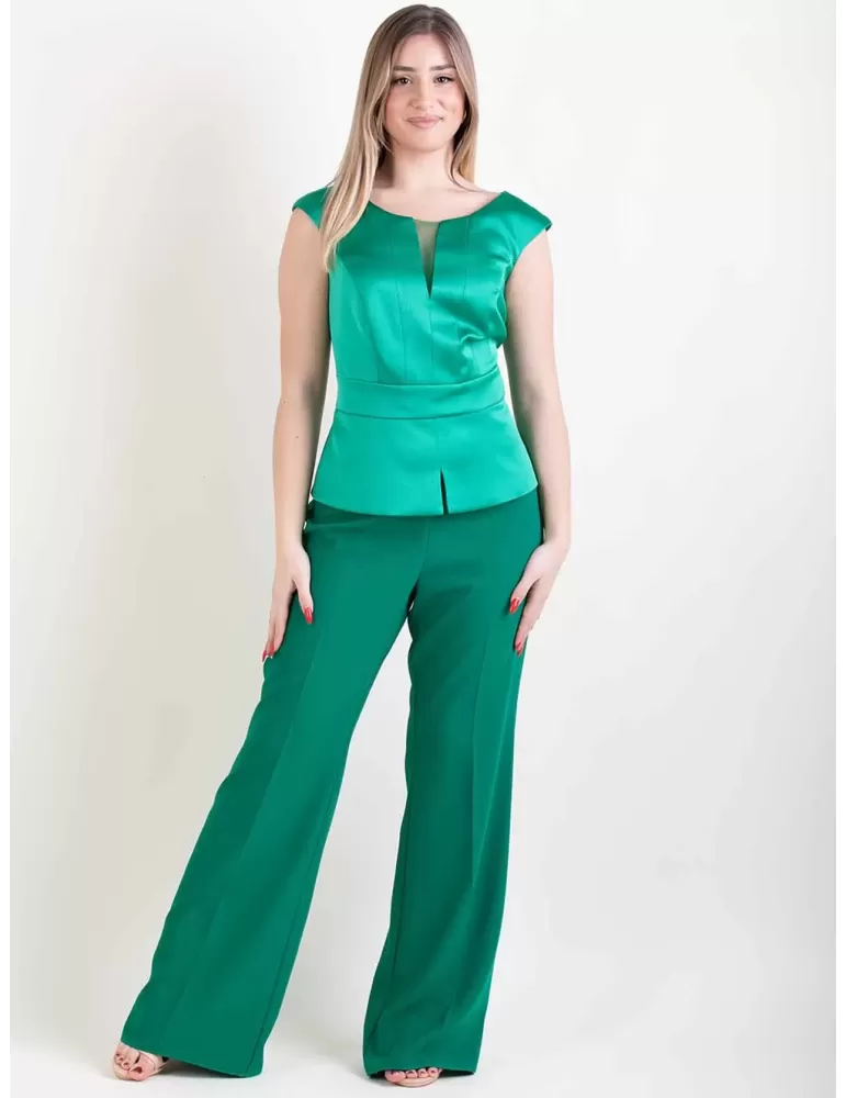 Sonia Pena 1240034 | Tailleur pantaloni verde da cerimonia tre pezzi