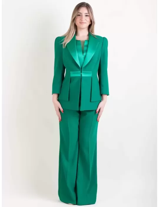 Sonia Pena 1240034 | Fuchsia silk three piece formal pants suit