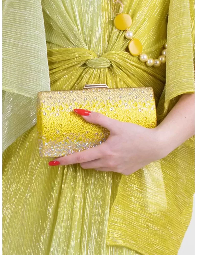 Anna Cecere yellow shadows iridescent crystals jewel bag