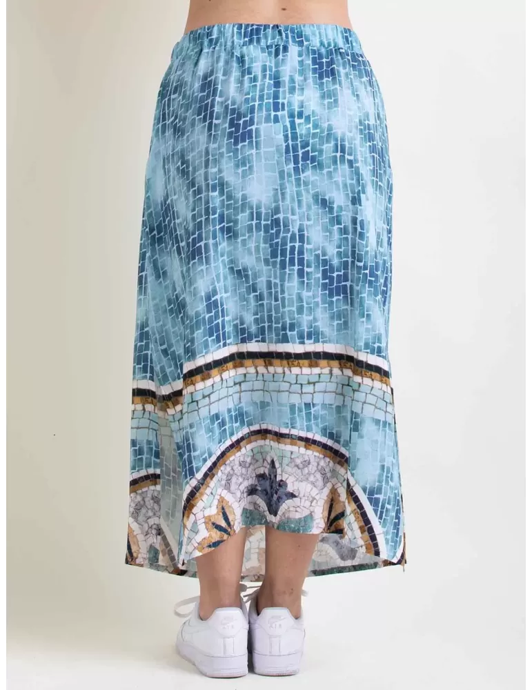 Paz Torras 2024 | Light blue viscose long summer skirt side splits