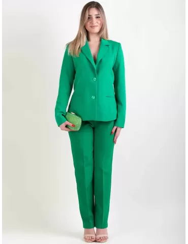 Paz Torras green tuxedo jacket with trousers suit