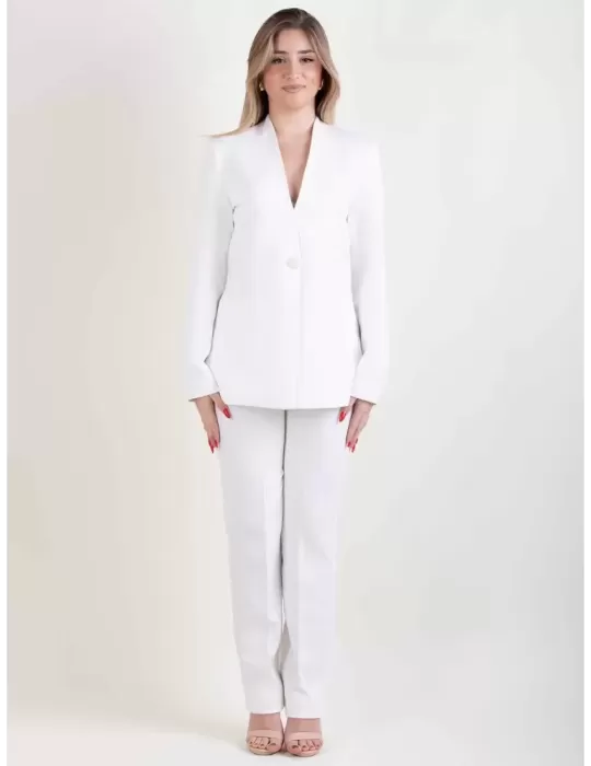Paz Torras 2024 | White tuxedo jacket with trousers two piece suit