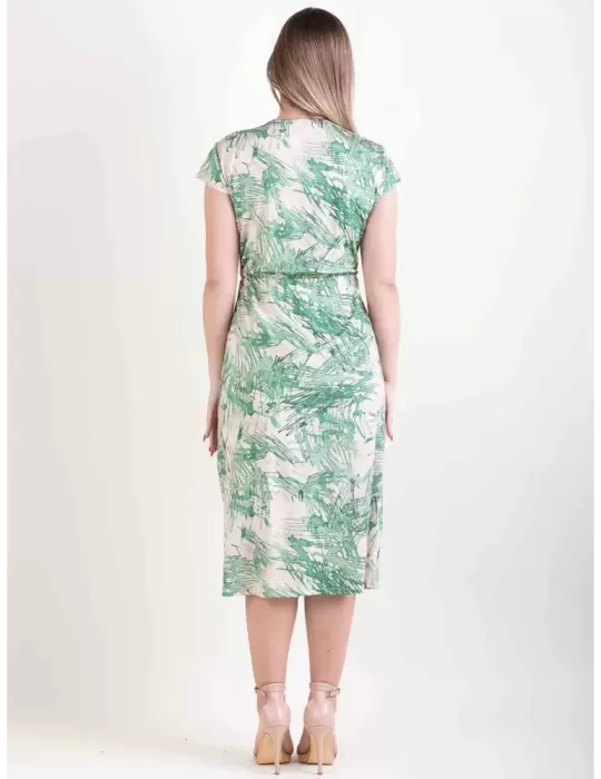 Frida Madè 2024 | white and green crossed tunic summer midi dress
