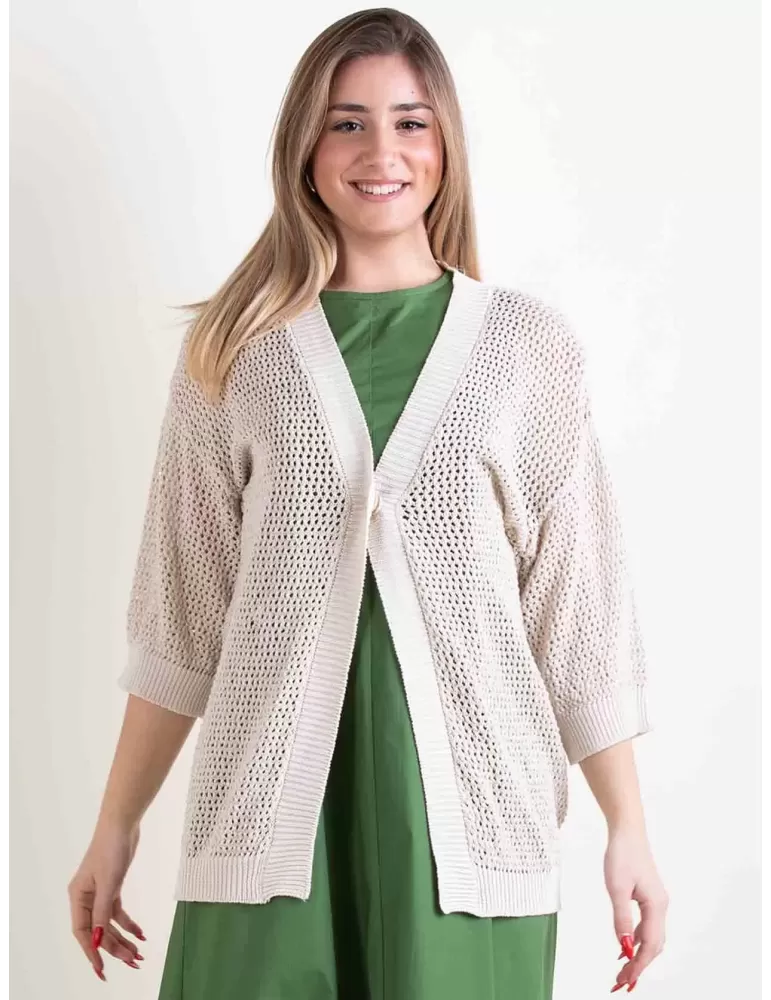 Frida Madè P/E 2024 | Cardigan lungo in cotone naturale traforato