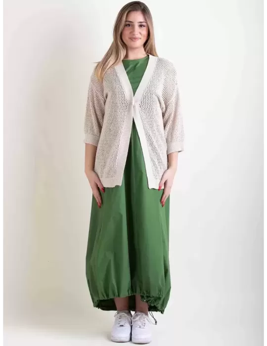 Frida Madè P/E 2024 | Cardigan lungo in cotone naturale traforato