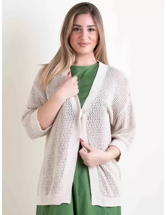 Frida Madè P/E 2024 | Cardigan lungo in cotone naturale traforato Frida Madè P/E 2024 | Cardigan lungo in cotone naturale traforato