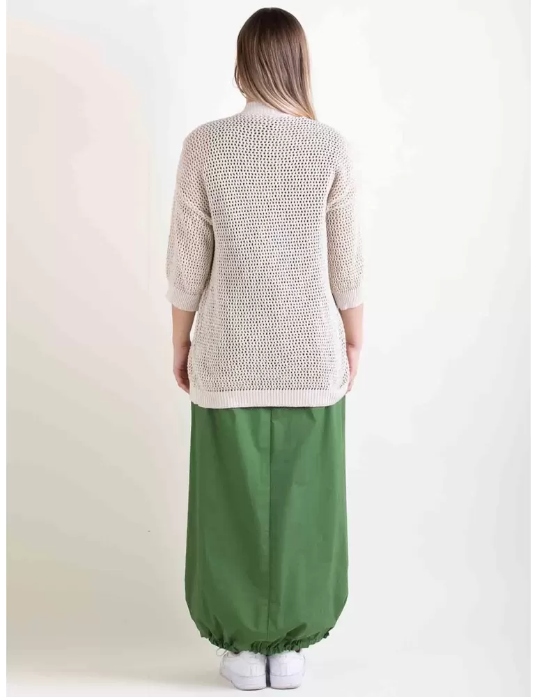 Frida Madè P/E 2024 | Cardigan lungo in cotone naturale traforato