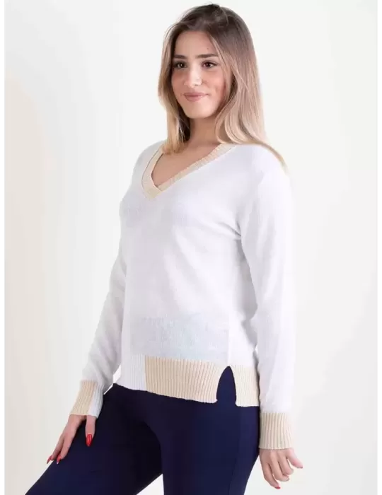 Womens white cotton pullover sweater cheap