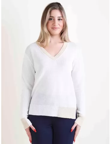 Pullover bianco maglione in...