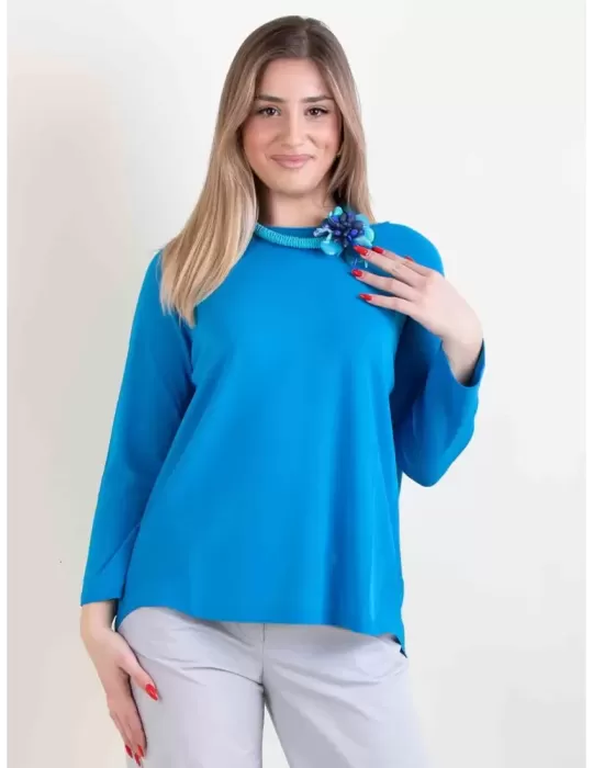 Volpato Italy turquoise pullover cotton silk sweater