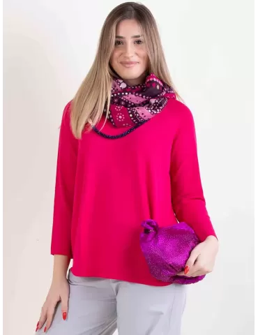 Volpato Italy fuchsia pullover cotton silk sweater 2