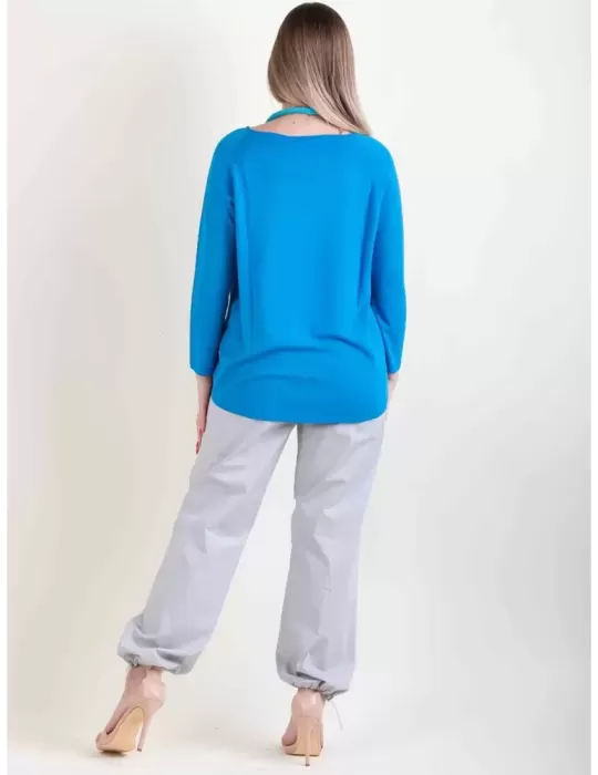 Volpato Italy turquoise pullover cotton silk sweater