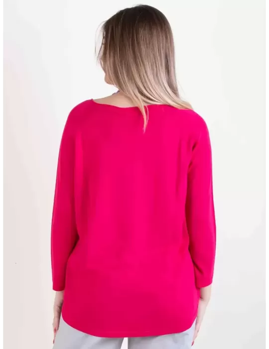 Volpato Italian knitwear | Fuchsia pullover silk sweater plus size