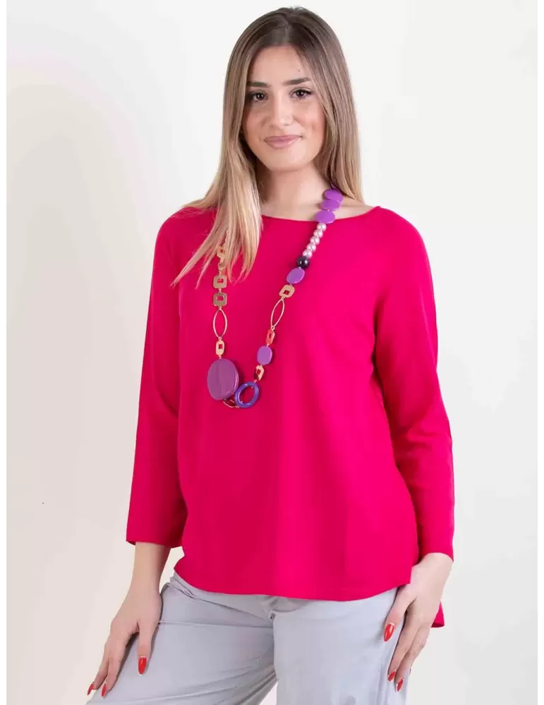 Volpato maglieria artigianale | Pullover fucsia viscosa seta maglia Volpato maglieria artigianale | Pullover fucsia viscosa seta maglia