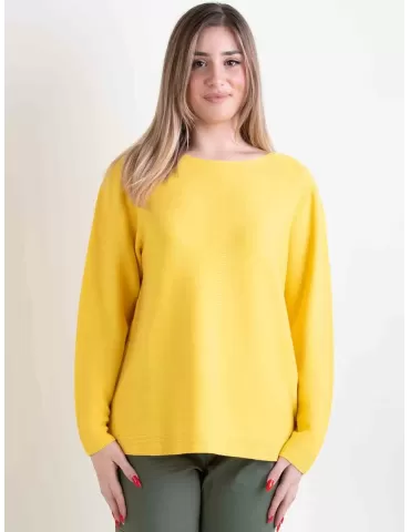 Volpato Italian knitwear | Yellow pullover cotton sweater plus size