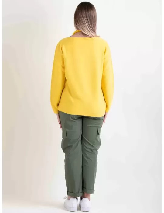 Volpato maglieria | Pullover giallo in puro cotone maglia artigianale
