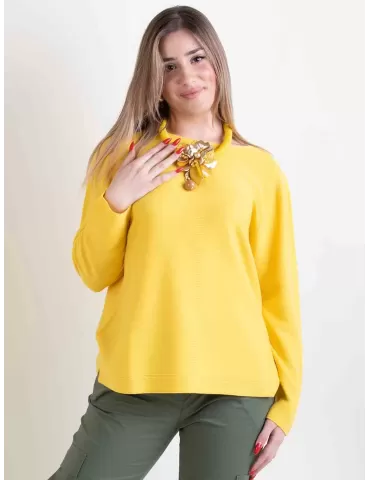 Volpato Italian knitwear | Yellow pullover cotton sweater plus size 2