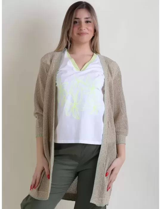 WNT Collection | Cardigan lungo aperto in filo dorato lurex tg 44 e 48 WNT Collection | Cardigan lungo aperto in filo dorato lurex tg 44 e 48