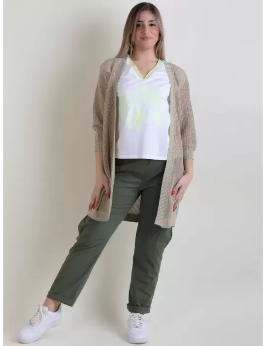 WNT Collection | Cardigan lungo aperto in filo dorato lurex tg 44 e 48