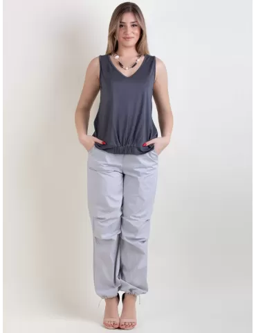 Canotta grigia con elastico e drappeggio | WNT Collection 2
