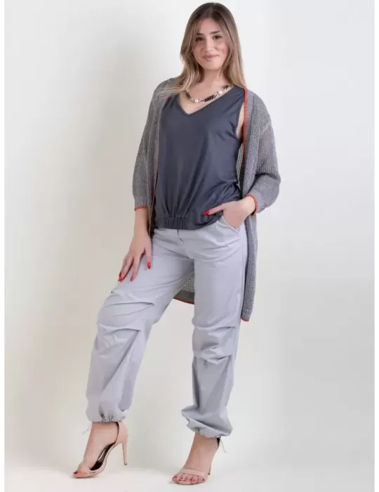 Canotta grigia con elastico e drappeggio | WNT Collection