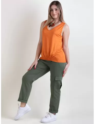 WNT plain orange viscose tank top 2