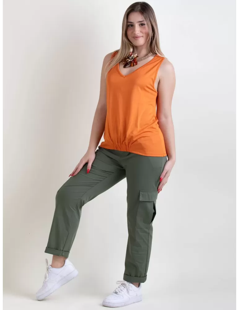 WNT plain orange viscose tank top