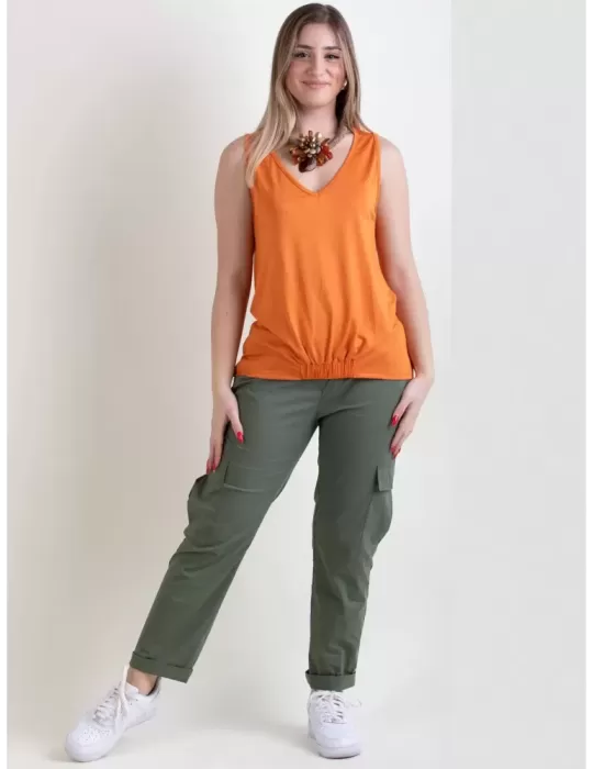 WNT plain orange viscose tank top