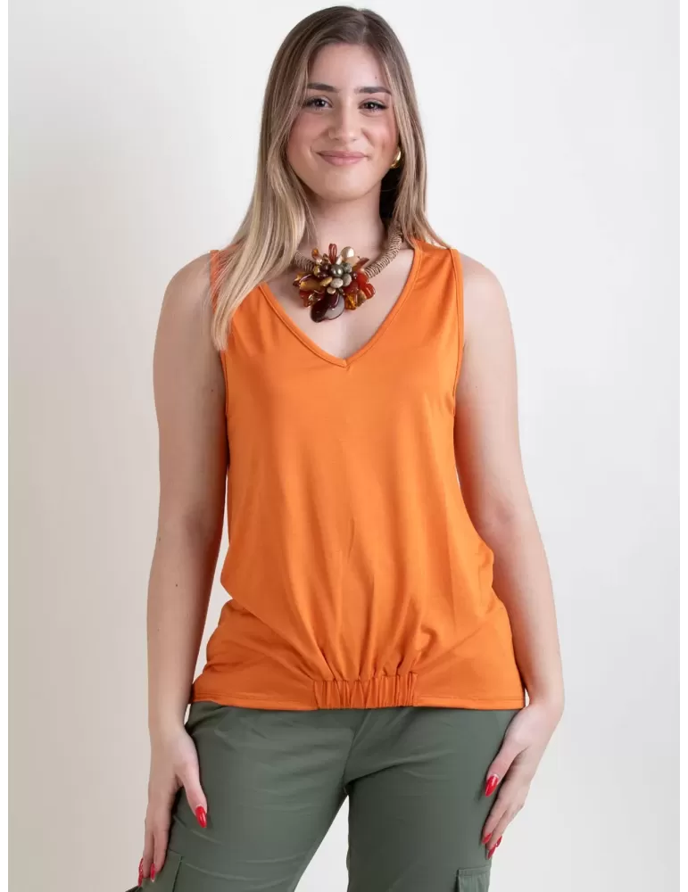 Canotta arancione con elastico e drappeggio | WNT Collection Canotta arancione con elastico e drappeggio | WNT Collection