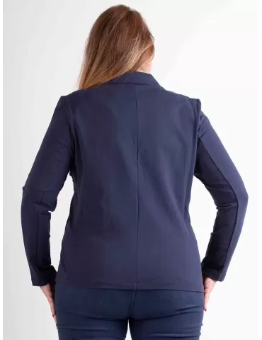 Riva Tricot Italy | Dark blue cotton fleece blazer jacket for women 2