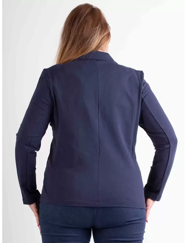 Riva Tricot Italy | Dark blue cotton fleece blazer jacket for women