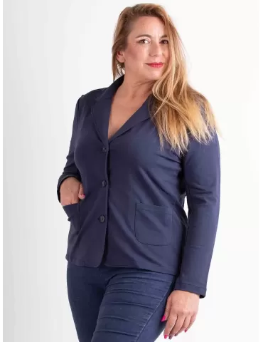 Riva Tricot dark blue cotton fleece blazer jacket