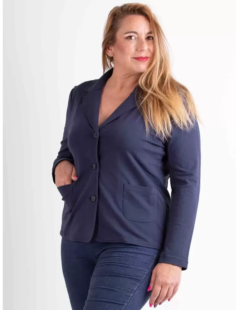 Riva Tricot Nibionno | Giacca blazer felpa di cotone jersey blu Riva Tricot Nibionno | Giacca blazer felpa di cotone jersey blu