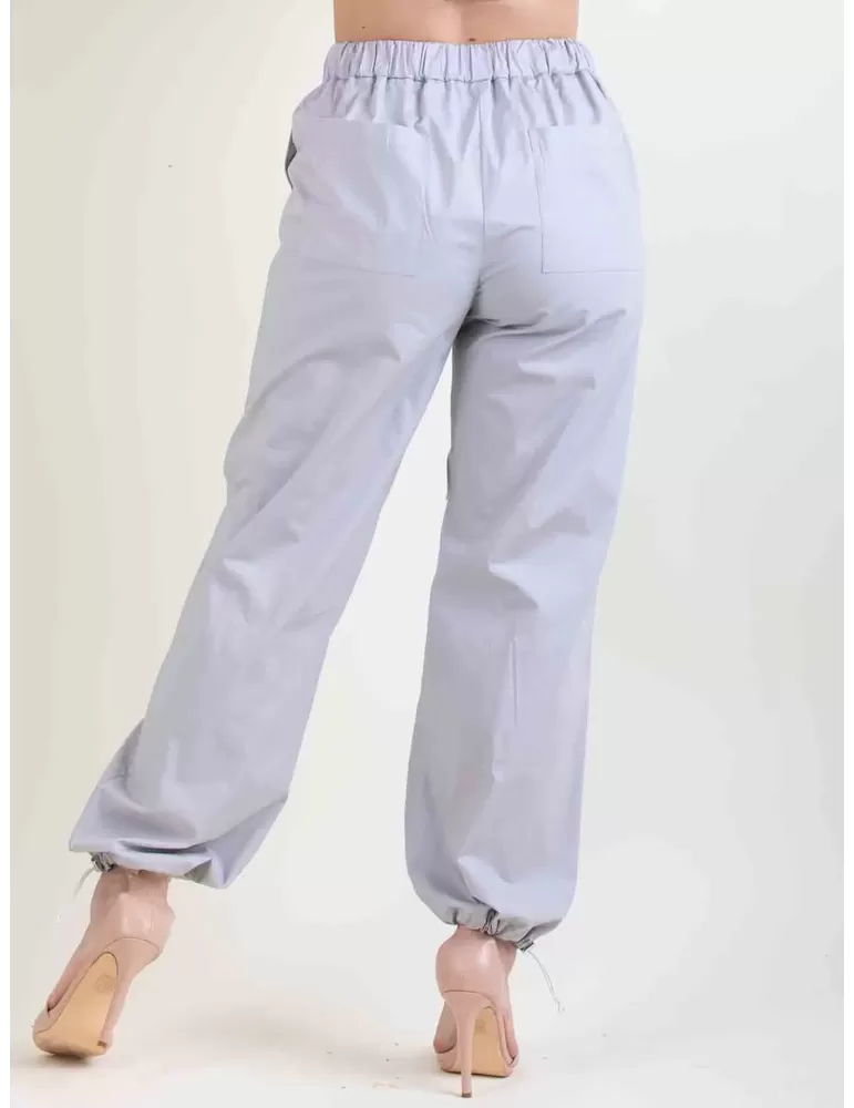 Pantaloni cargo in cotone grigio perla Amethist Abbracciavento boutique
