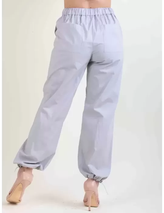 Pantaloni cargo in cotone grigio perla Amethist Abbracciavento boutique